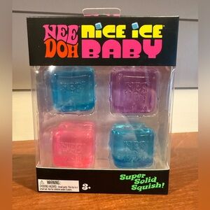Nee Doh Nice Ice Baby Super Solid Squish 4 pack Nice Cubes - Pink, Blue, Purple